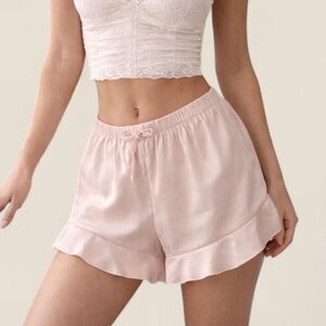 Silky Satin Coquette Flutter Shorts | Medium soft girl balletcore lounge